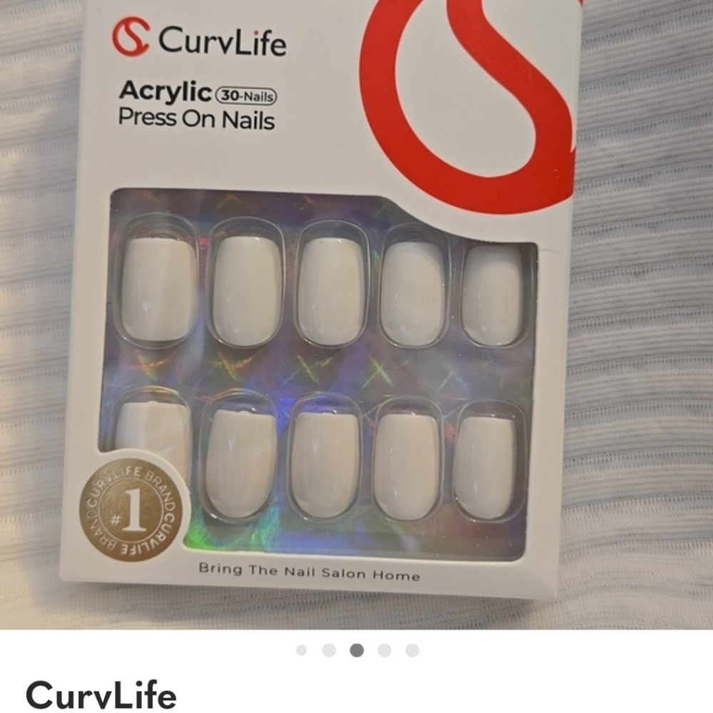 CurvLife White Acrylic Press On Nails